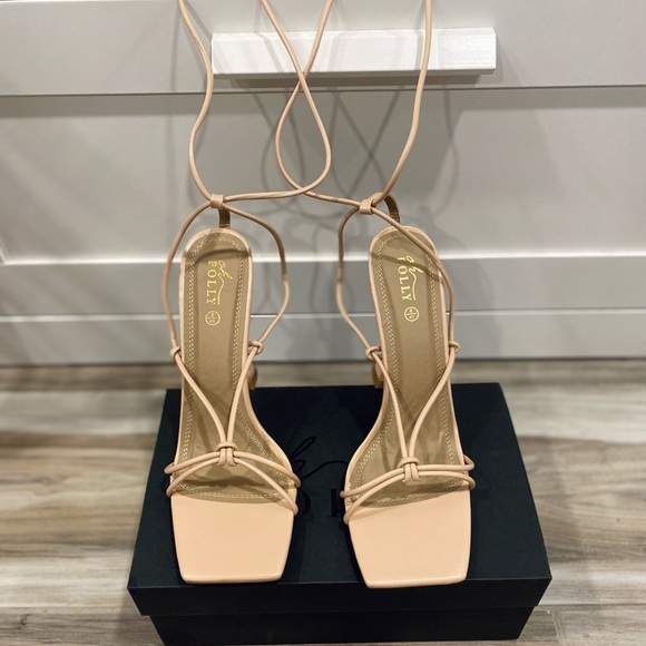 Oh Polly “Lace it up” Strappy lace up heel - Nude - Picture 2 of 9